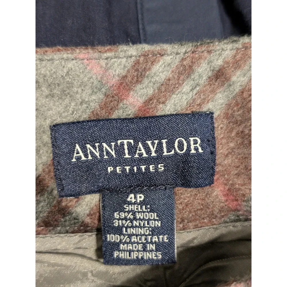 Ann Taylor Petites Wool Plaid Skirt Academia Preppy Coquette Girl‎ Size 4 Petite